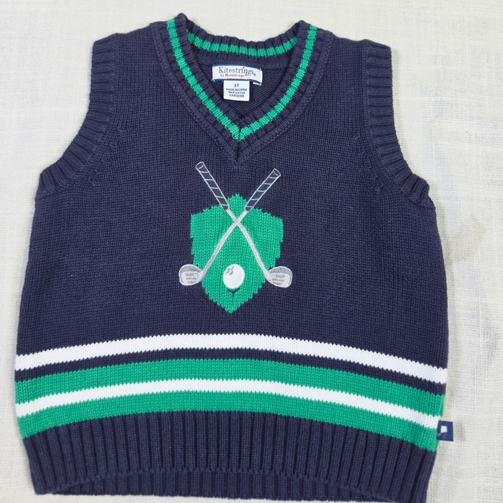 Kitestrings by Hartstrings Toddler Boys Navy Blue Golf Sweater Vest 3T Cotton